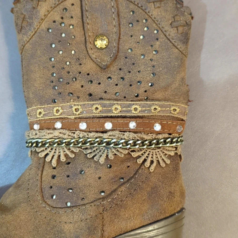 Paris Blues Arianna Boho Boots Brown Toddler Size 7 Side Zipper PM-52 H-Q